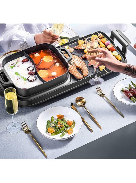 XIONGGG Portable Electric Grill Indoor Hot Pot with Divider Smokeless Korean BBQ Teppanyaki Grill Separate Dual Temperature Control B098M4VC5N