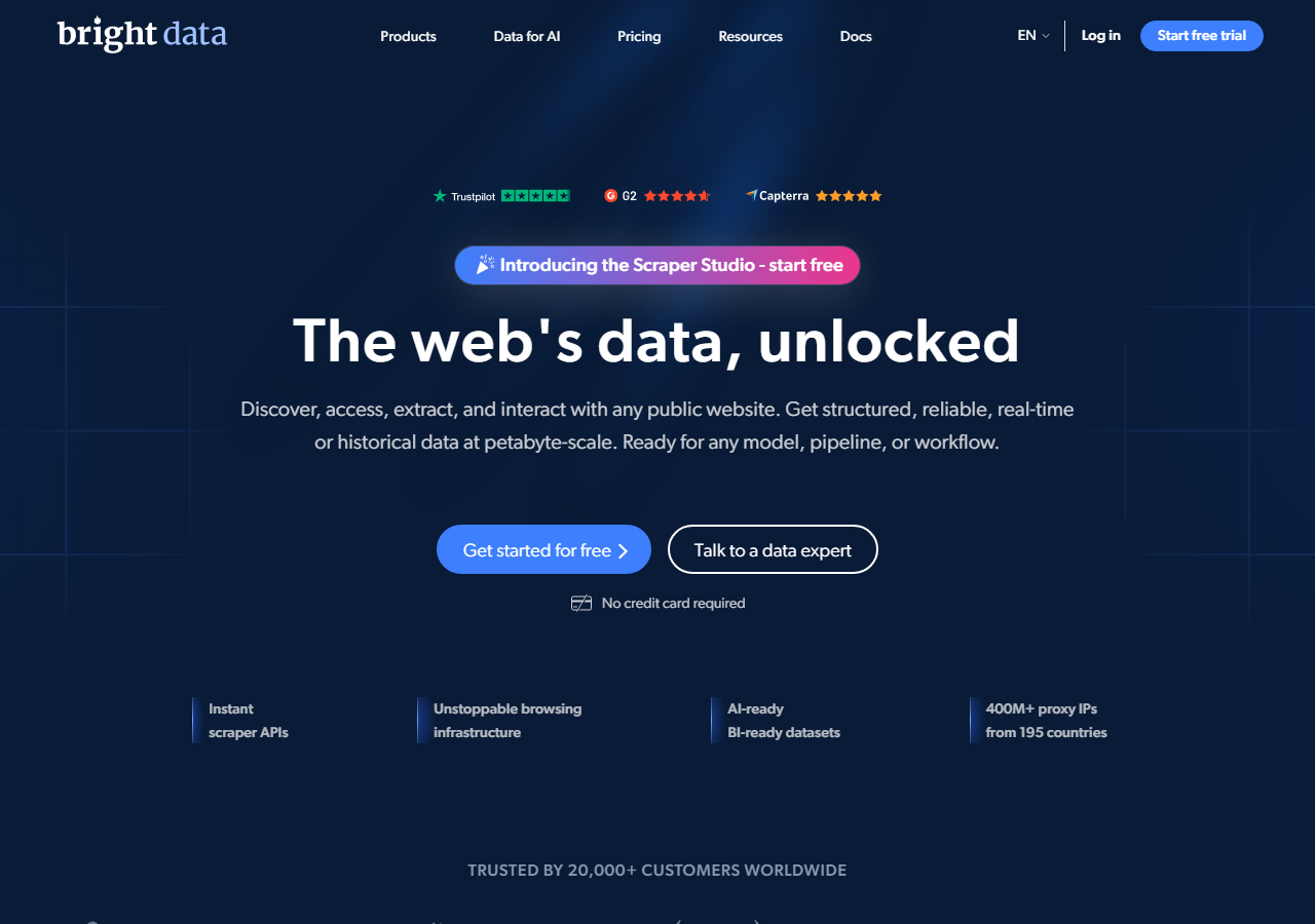 Bright Data Instagram scraper homepage